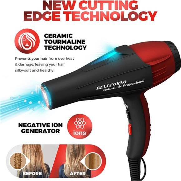 Professional Hair Dryer, 2200 Watt, Ceramic Tourmaline Ion Blow Dryer - Picture 3 of 6